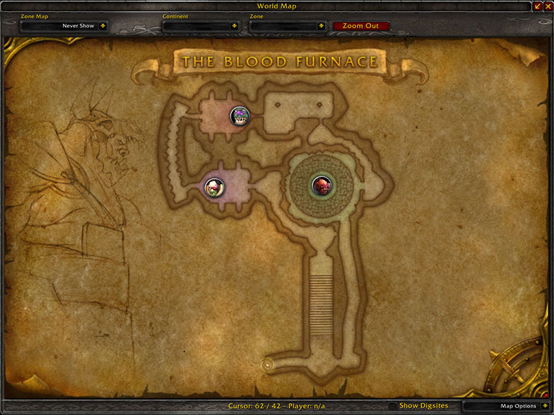 Map of Where to farm cloth at The Blood Furnace for Netherweave