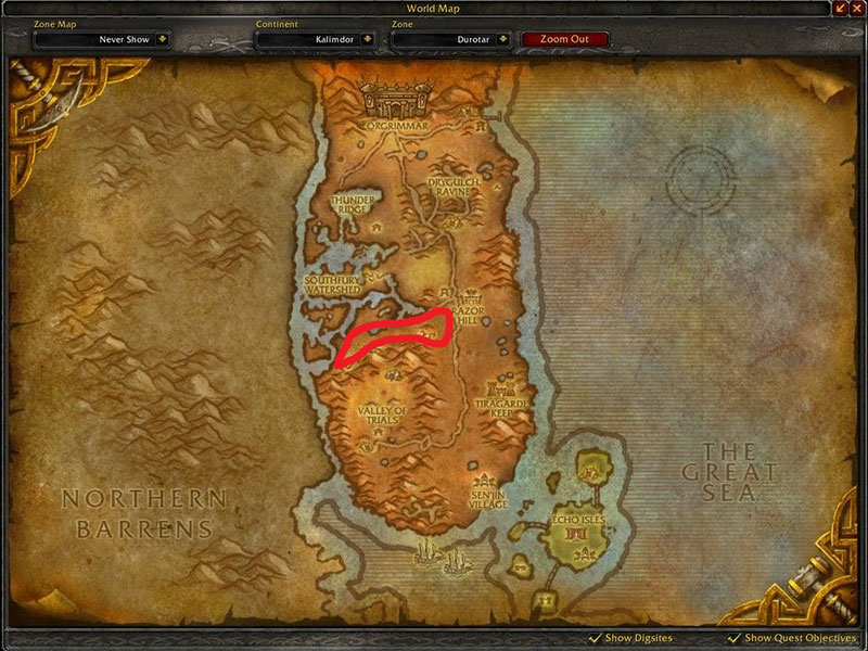 Map of Where to farm cloth at Barrens for Linen Cloth